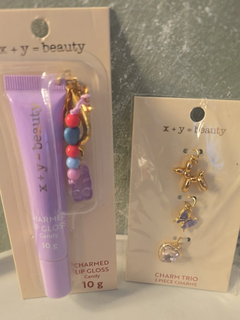 Charmed Lip Gloss Candy with Gummy Bear Charm & 3 Additional Charms New